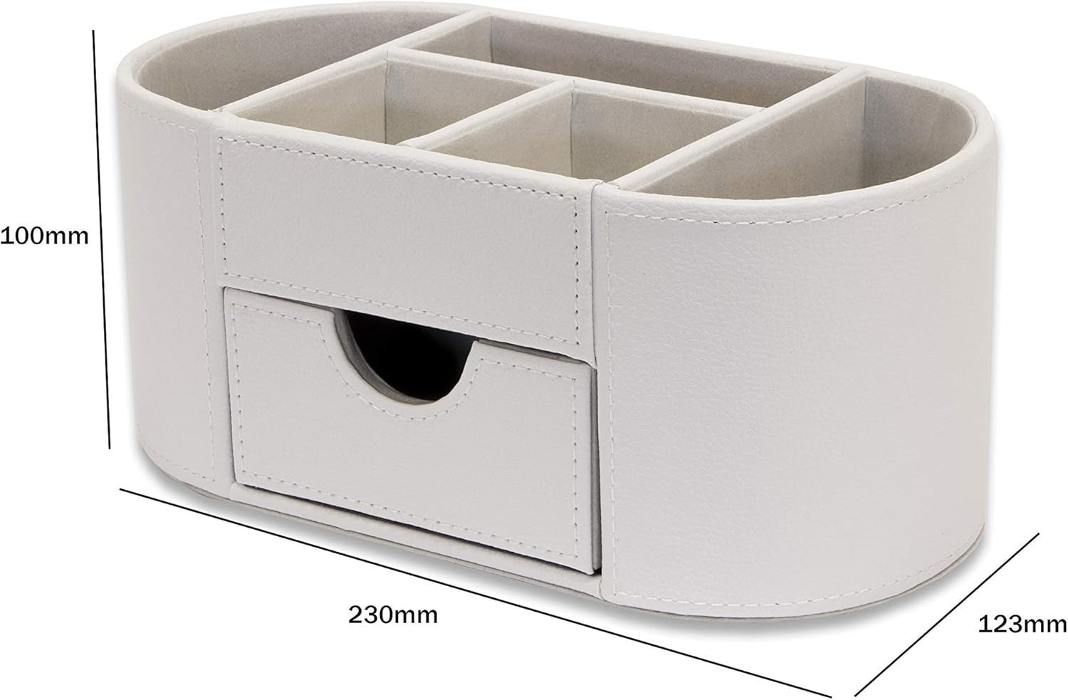 Faux Leather Desk Organiser with Drawer 6 Compartments Office Tidy