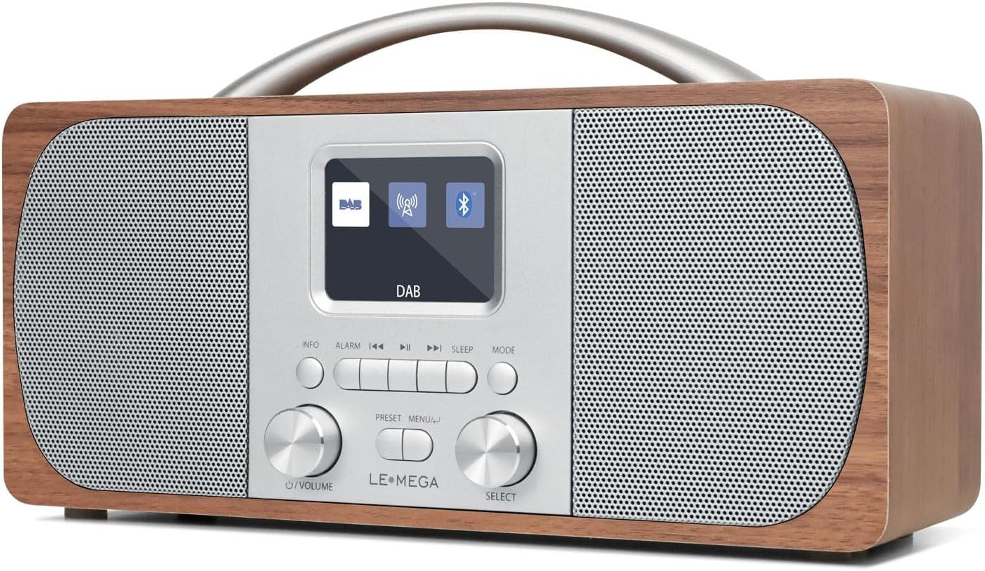 DAB DAB+ FM Digital Radio Bluetooth Dual Alarm Stereo Wood Cabinet