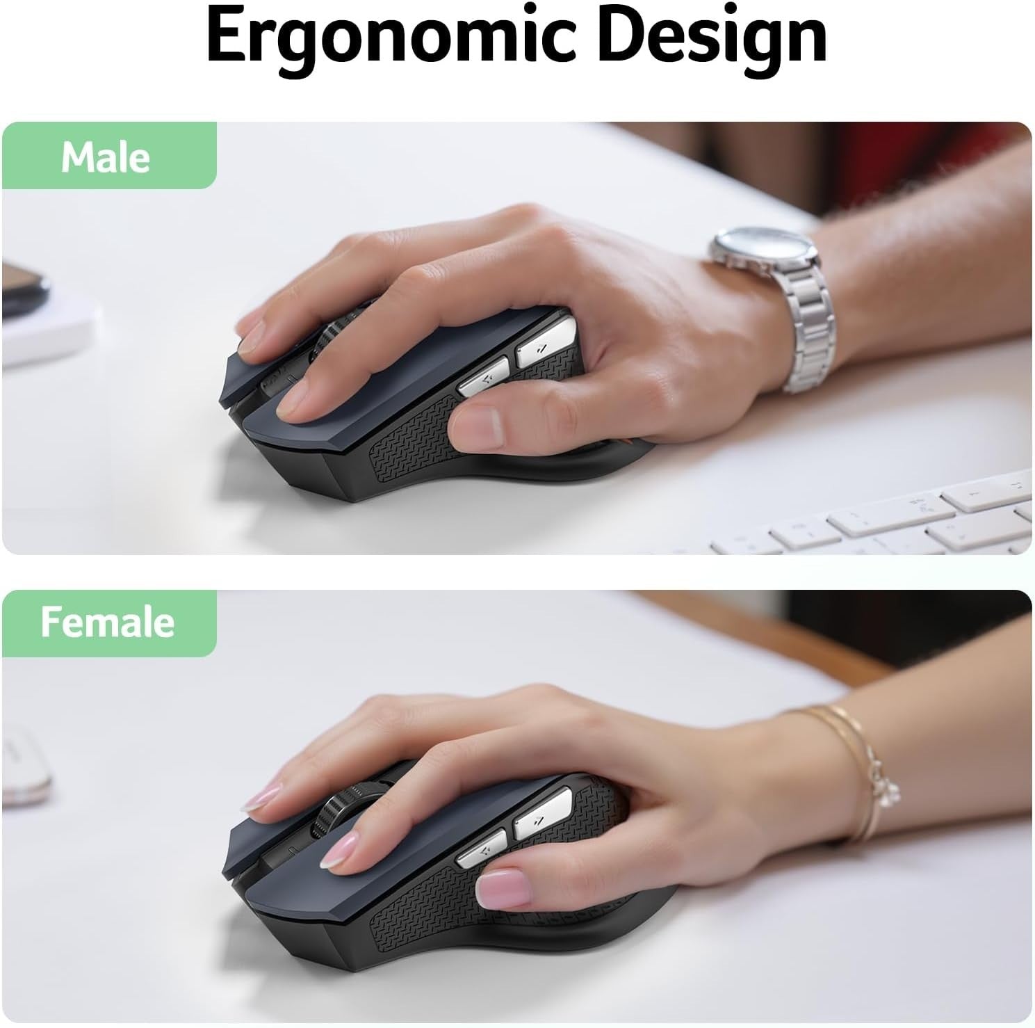 Ergonomic Wireless Mouse 2.4GHz Adjustable DPI Precision Control for Laptop PC
