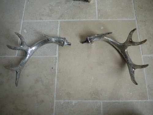 Antique Silver Deer Head Sculpture Wall Mount Table Ornament Decor