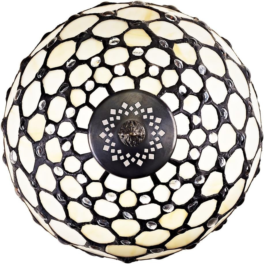 Traditional White Tiffany Table Lamp Matte Resin Base 8" E14 Bulb Holder