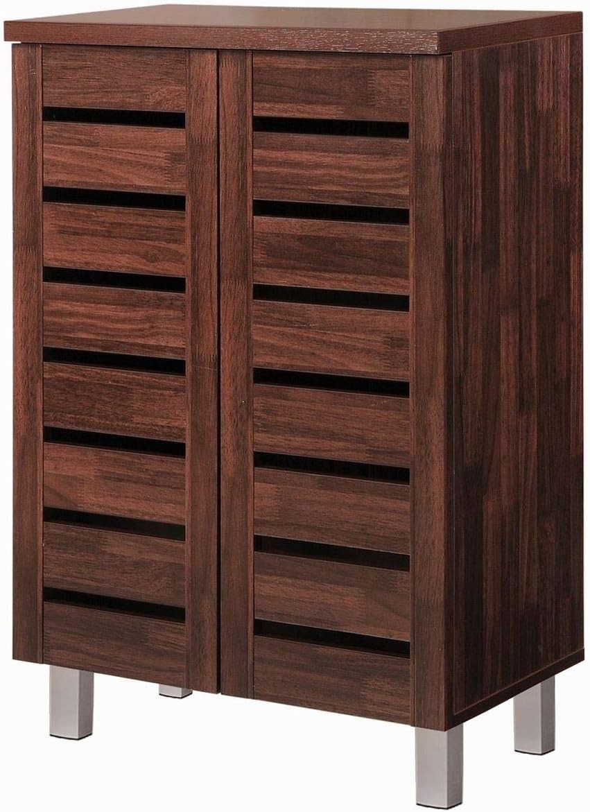 2 Door Shoe Storage Cabinet Slim Organizer 60x33x87 cm Brown