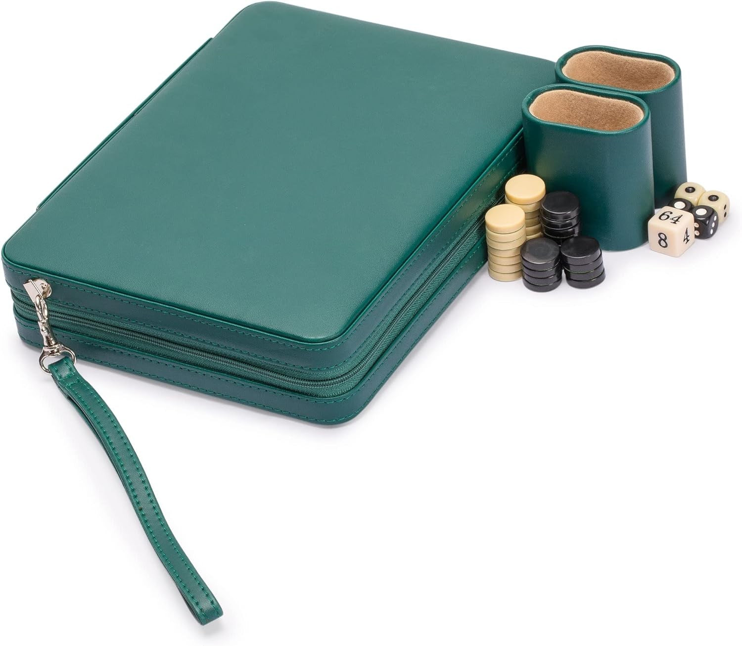 Travel Magnetic Backgammon Mini Set Leatherette Case 2 Player