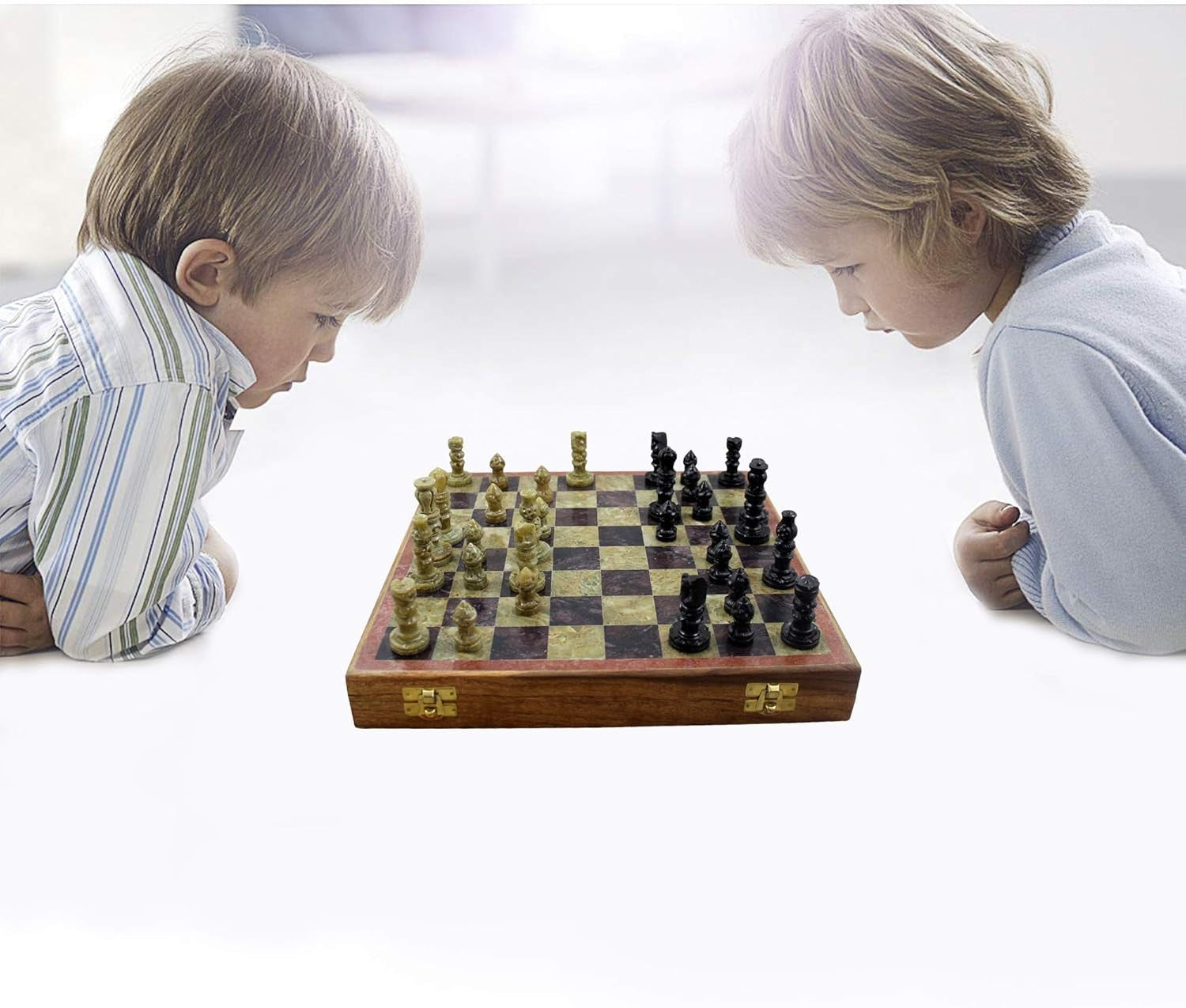 Marble Stone Chess Set 20cm | Handcrafted Board & Pieces | Luxury Gift Decor