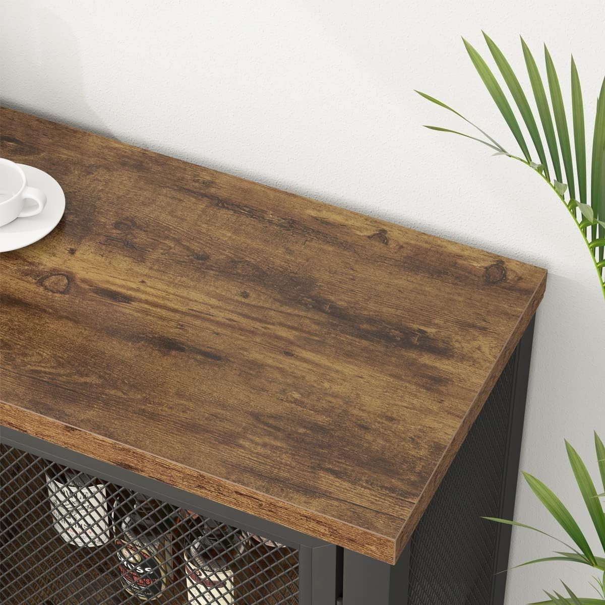 Rustic Industrial Bar Sideboard Cabinet with Wine Rack Glass Storage 140cm