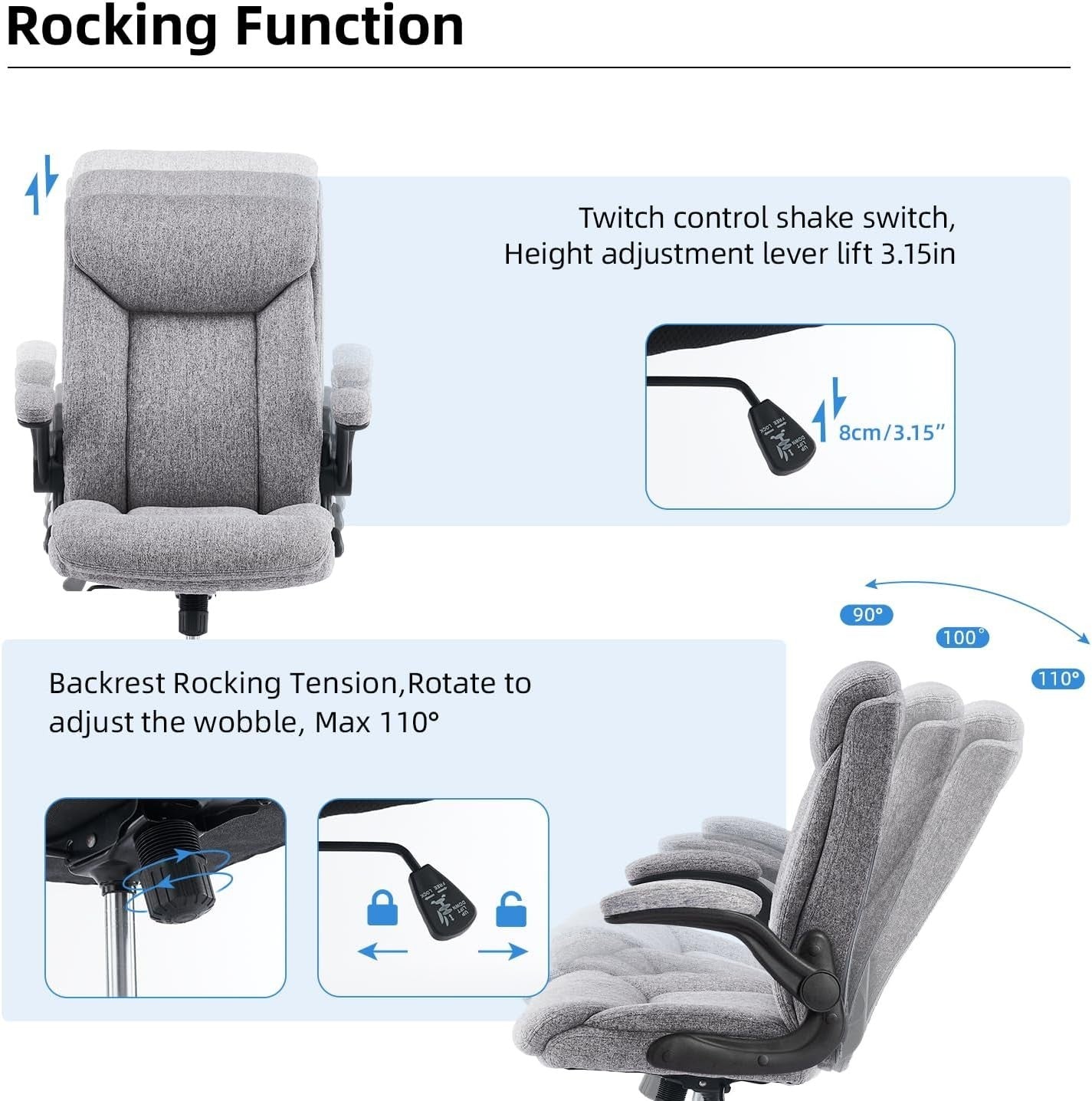 Luxury Ergonomic Office Chair Executive Swivel Desk Chair High Back Padded Arms