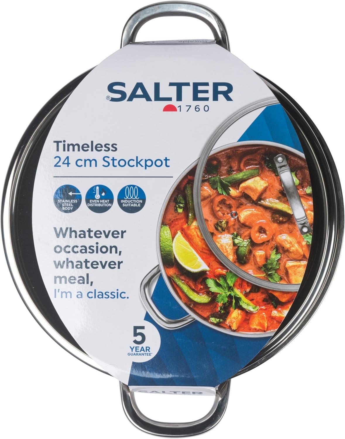 24cm Stainless Steel Stockpot – 9L Large Induction Cooking Pot with Glass Lid
