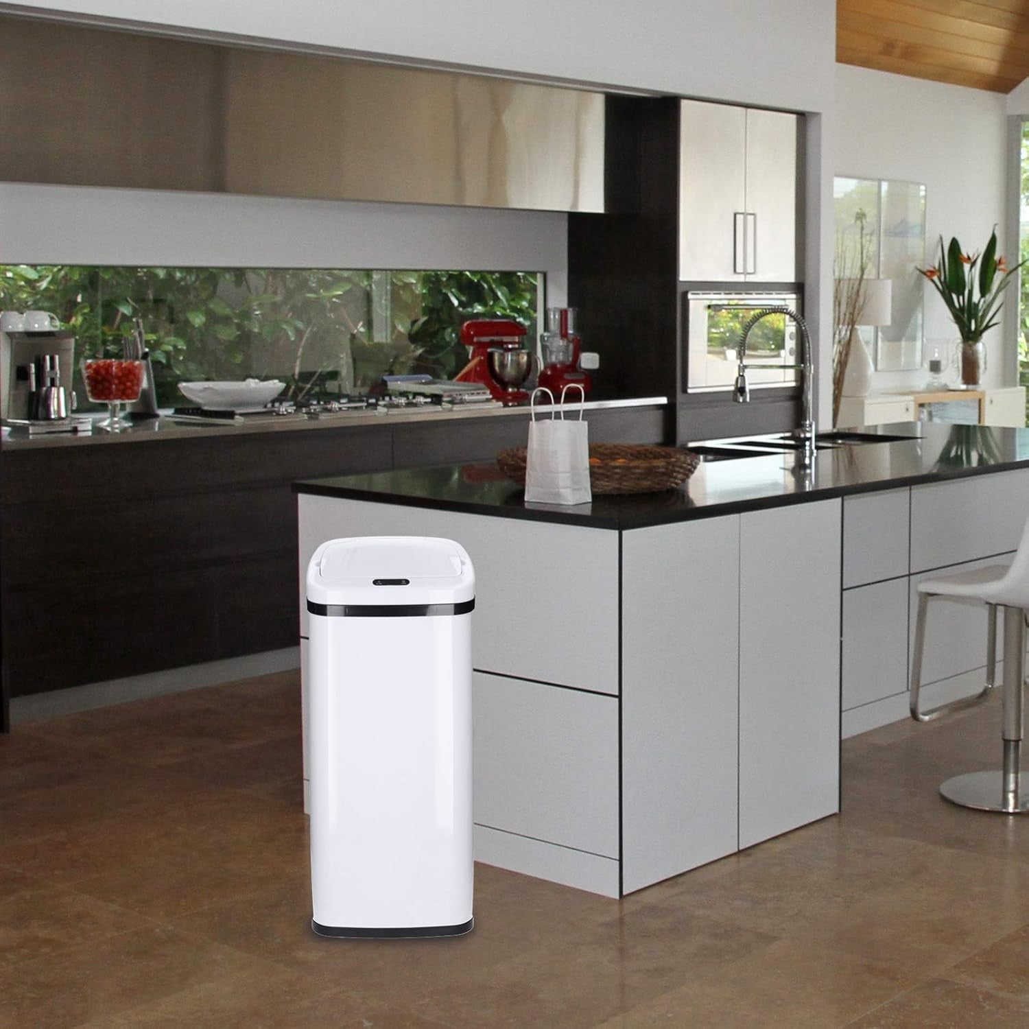 50L Automatic Sensor Kitchen Bin Touchless Soft White