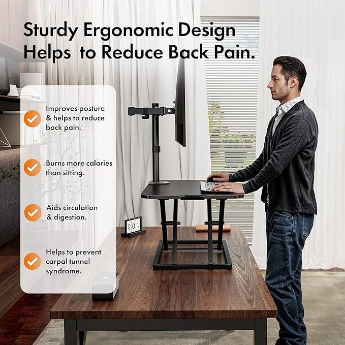 Sit Stand Desk Converter Height Adjustable X Frame Laptop Riser Home Office
