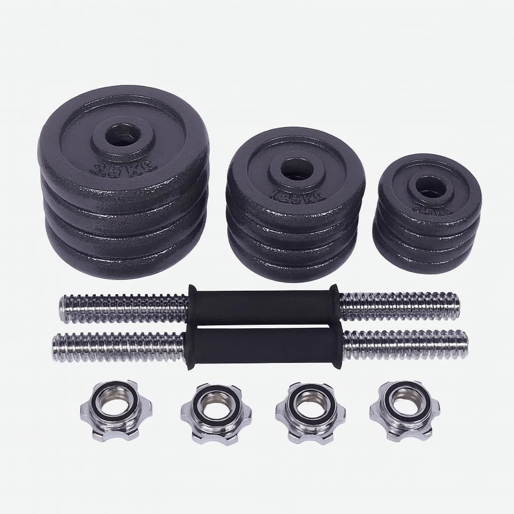 Adjustable Cast Iron Dumbbell Barbell Set 15–50kg Non Slip Home Gym