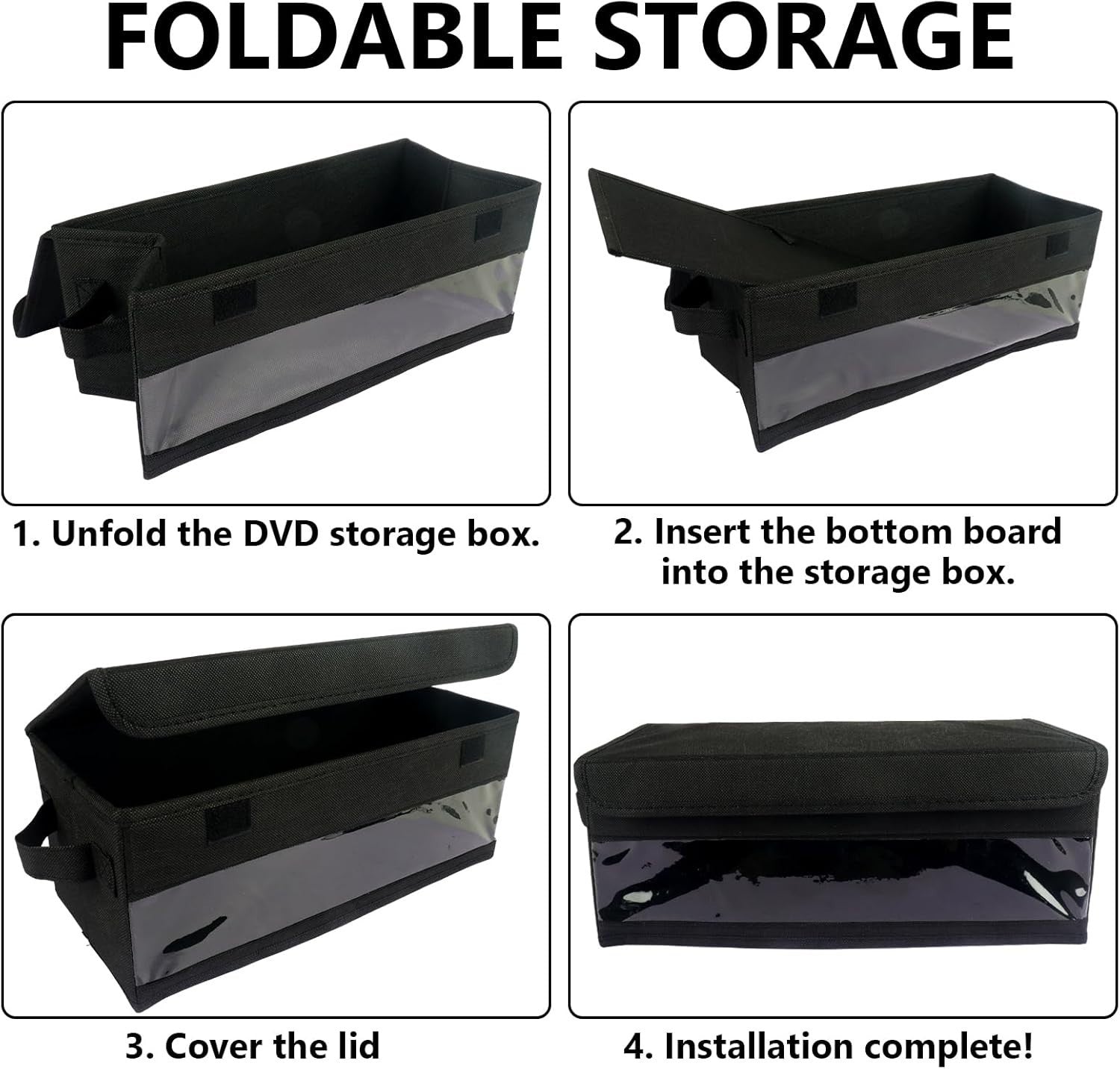 4 Pack CD Storage Boxes with Lids Stackable Organizer Holds 120 CDs