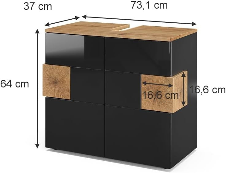 Modern Anthracite Oak Bathroom Vanity Cabinet 73cm Sink Storage Unit Cupboard