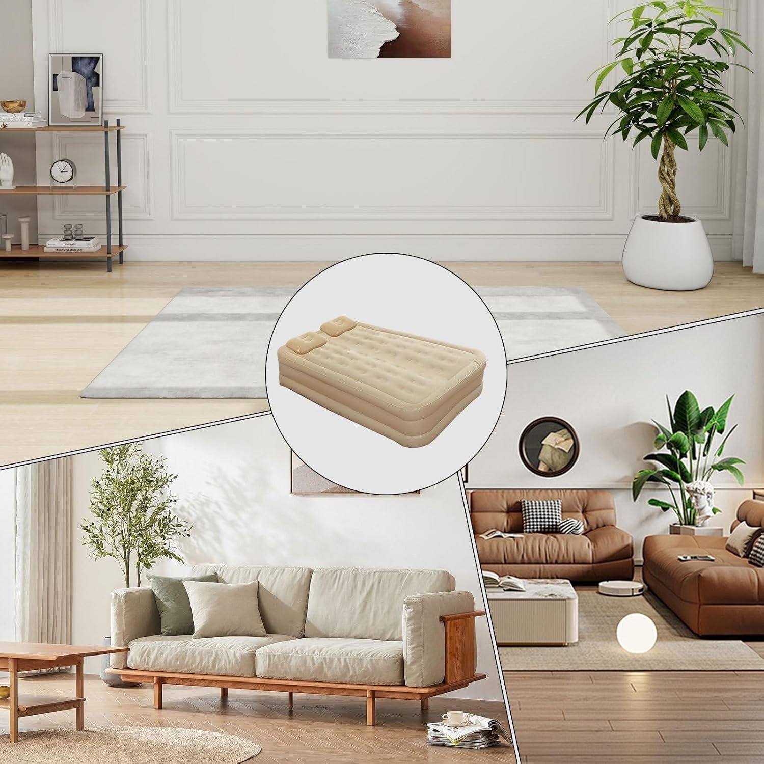 Automatic Inflatable Twin Air Mattress with Built-in Pump & Flocked Top