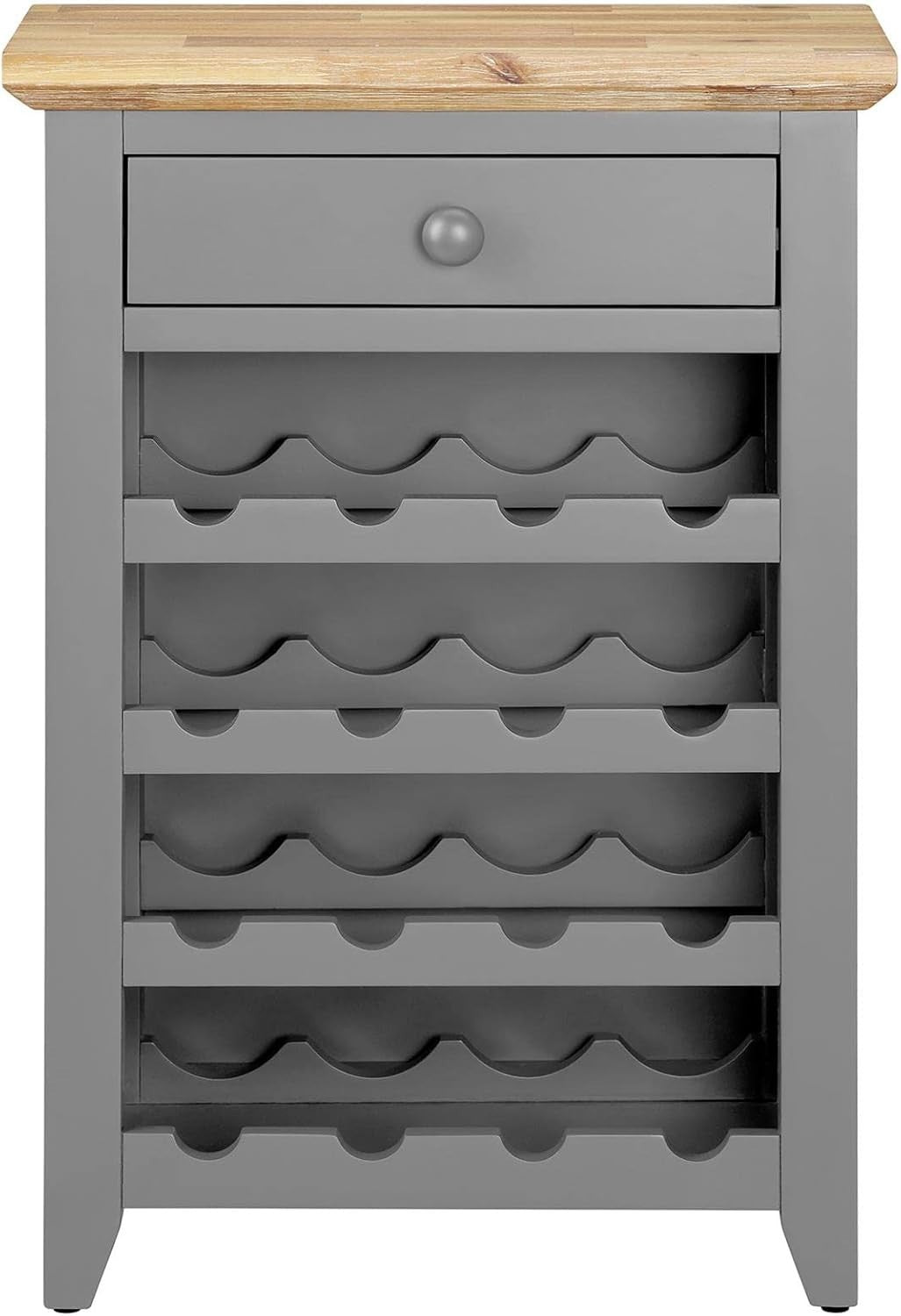 Dove Grey Wine Rack Side Cabinet with Drawer | Holds 16 Bottles Wood Console
