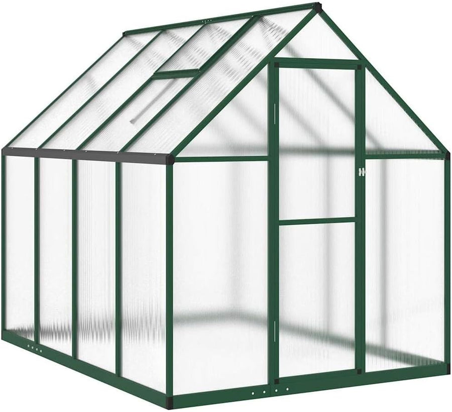 Large Walk-In Greenhouse with Base Frame Aluminium & Polycarbonate 224x169x195cm