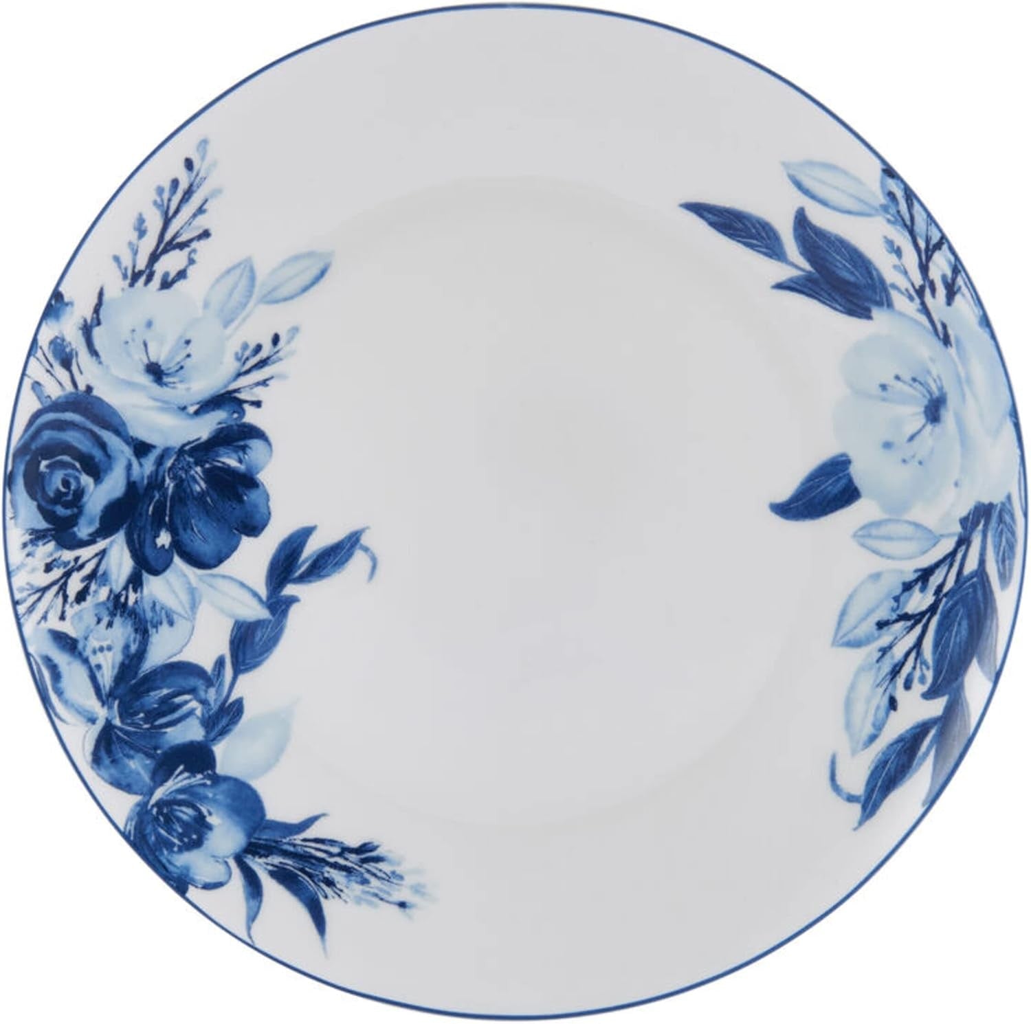 12pc Bone China Dinner Set Blue White Floral Plates Bowls Service for 4