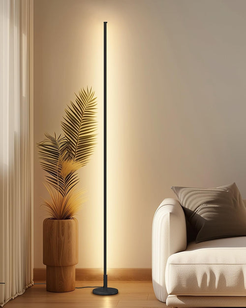Minimalist Corner Floor Lamp LED Dimmable Remote Standing Light Black