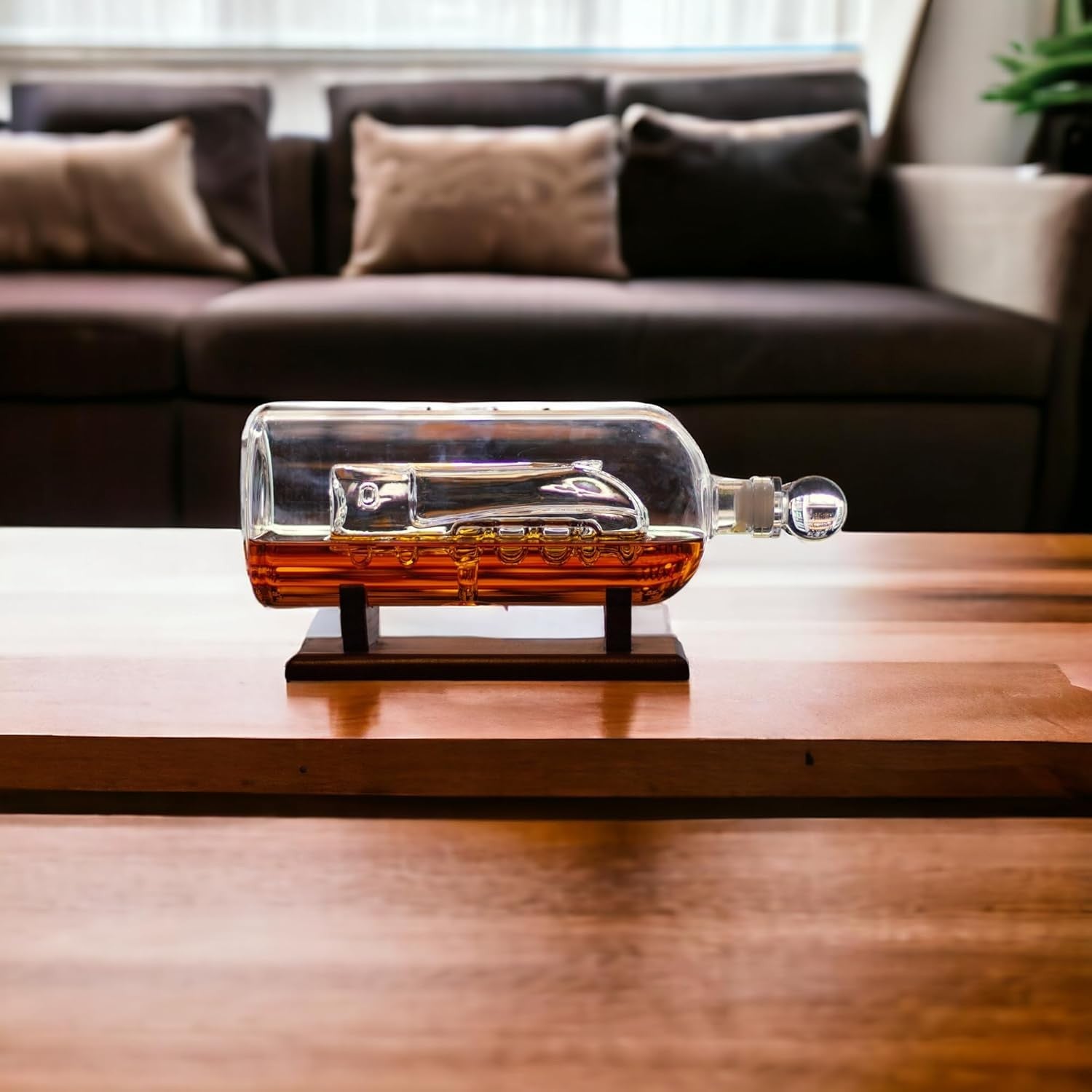 Train Whiskey Decanter 750ml Glass Display Bottle Unique Bar Gift