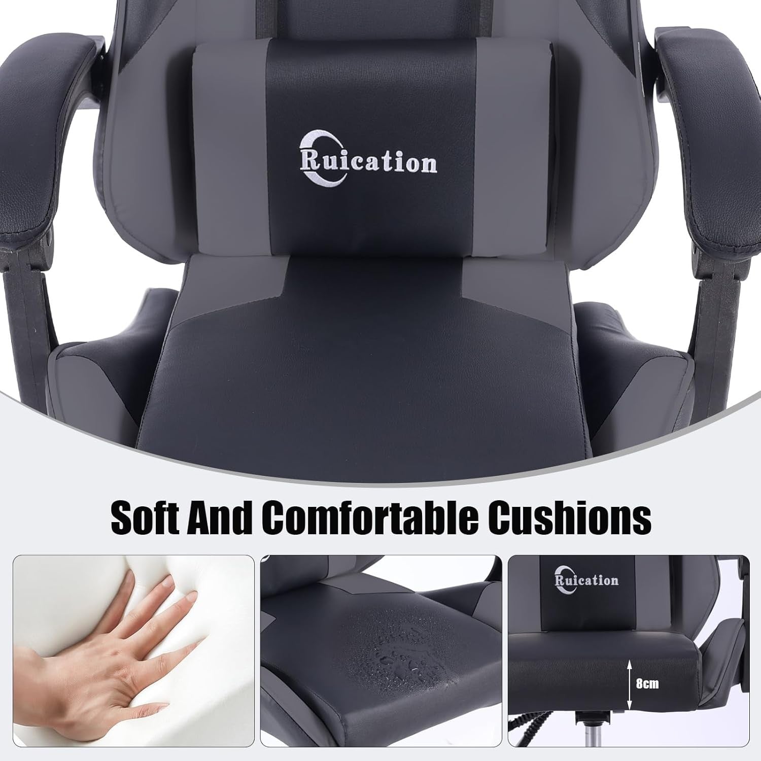 Ergonomic Gaming Chair Reclining Office Desk Chair Lumbar Support Grey