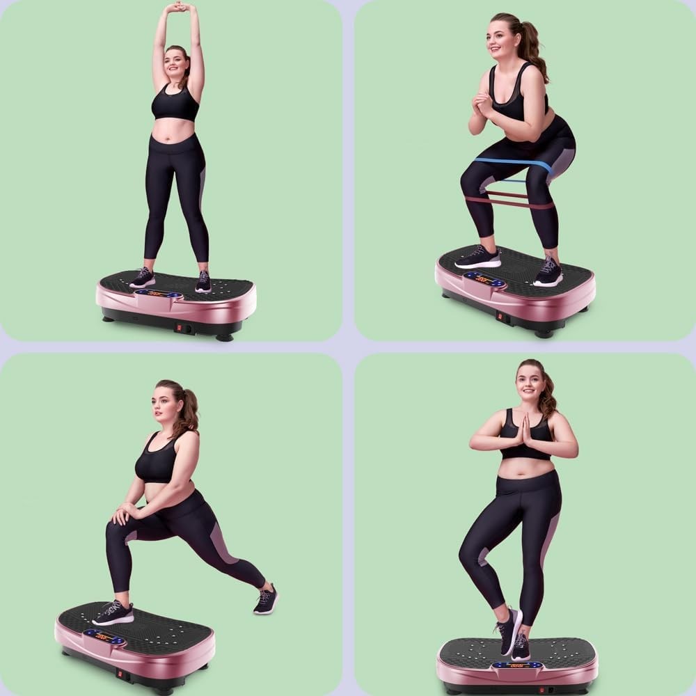 Rose Red Vibration Plate Exercise Machine Full Body Shaker 120 Speeds