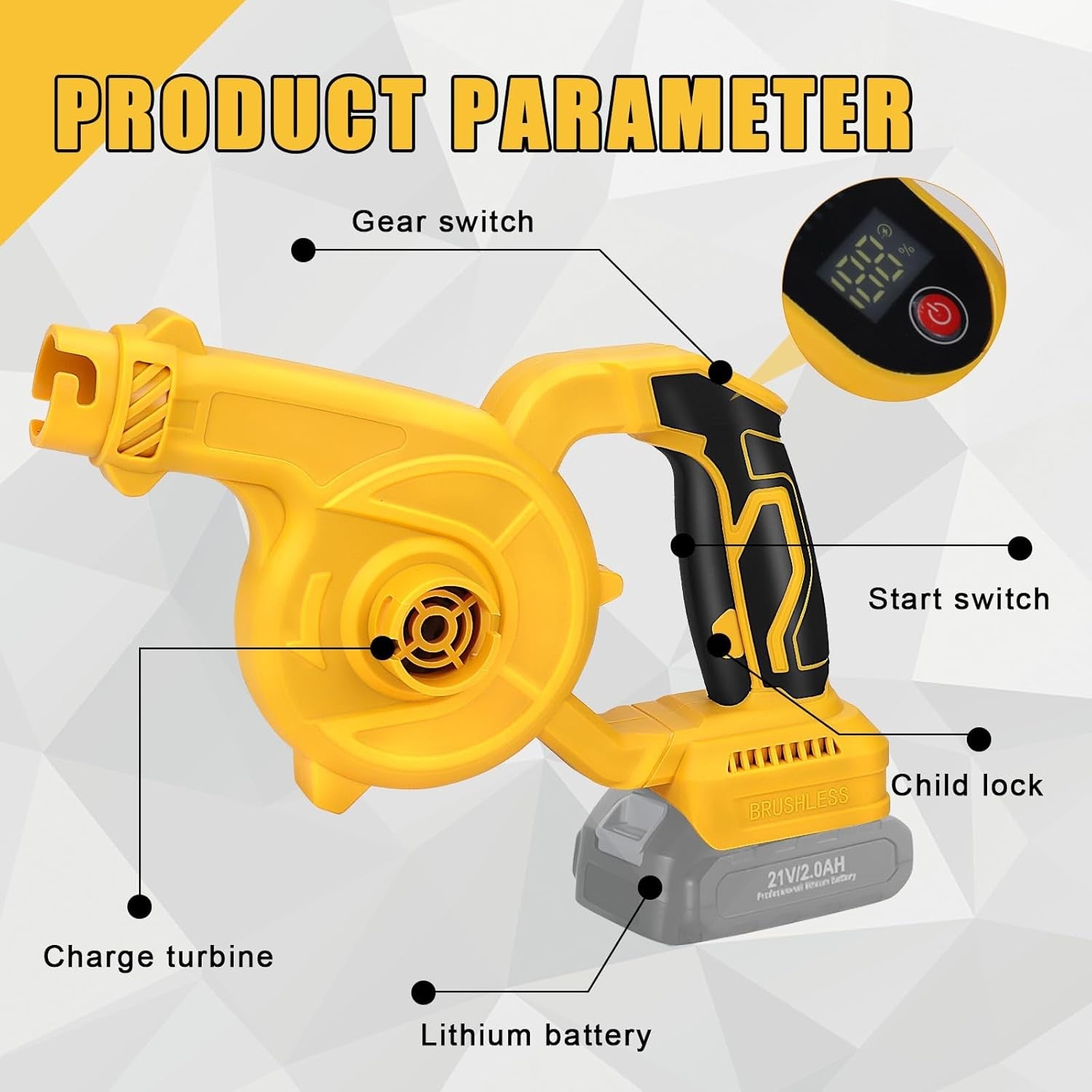 Cordless Leaf Blower 2-in-1 Vacuum 120CFM 230MPH Brushless Handheld