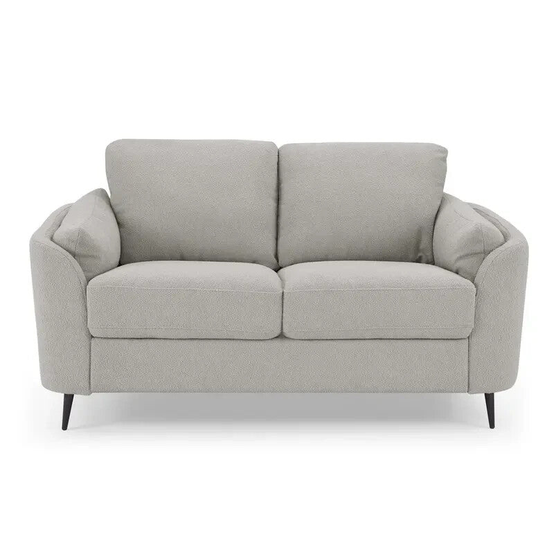 2 Seater Sofa Light Grey Boucle Fabric with Metal Legs Small Lounge