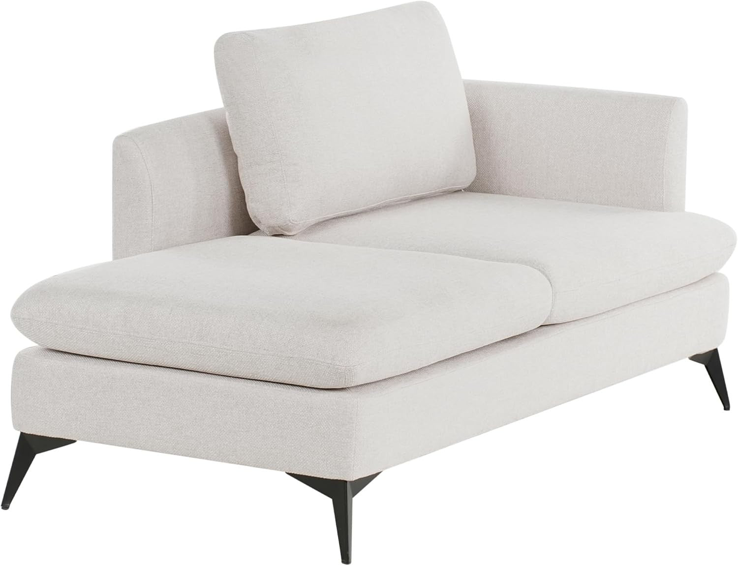 Modern Right Hand Chaise Lounge Beige Water-Repellent Fabric Sofa Seat