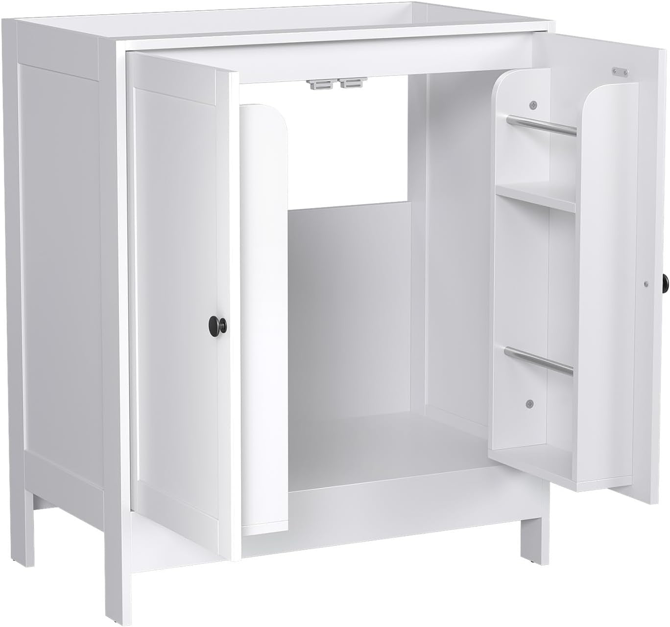 Large White Under Sink Bathroom Cabinet | 61x45x85cm Wooden Storage Unit