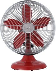 12" Retro Metal Table Fan – 3-Speed Tilt Oscillating Air Circulator Crimson Red