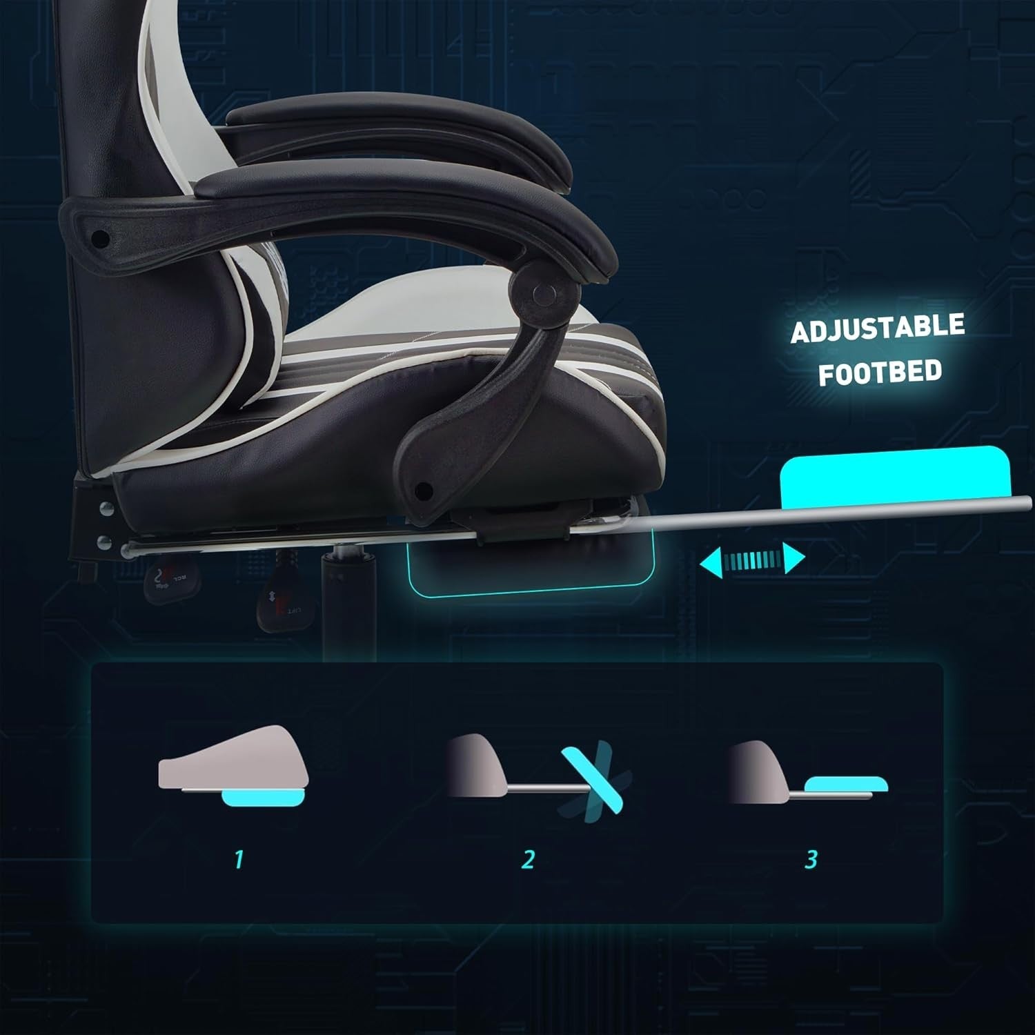Ergonomic Gaming Chair Office Computer Desk Chair White Leather Adjustable Recli