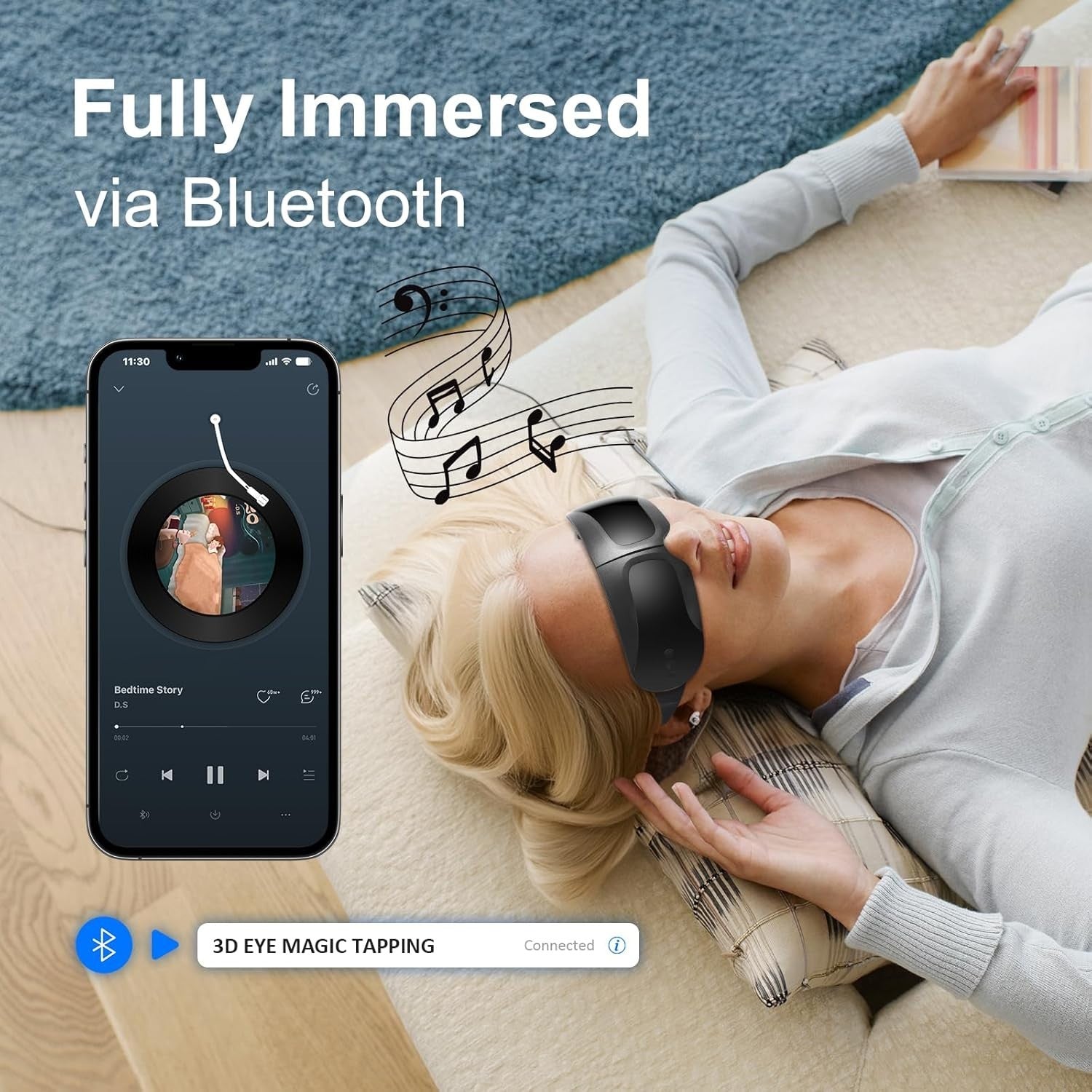 Ultra Light Heated Eye Massager Bluetooth Vibration Migraine Relief