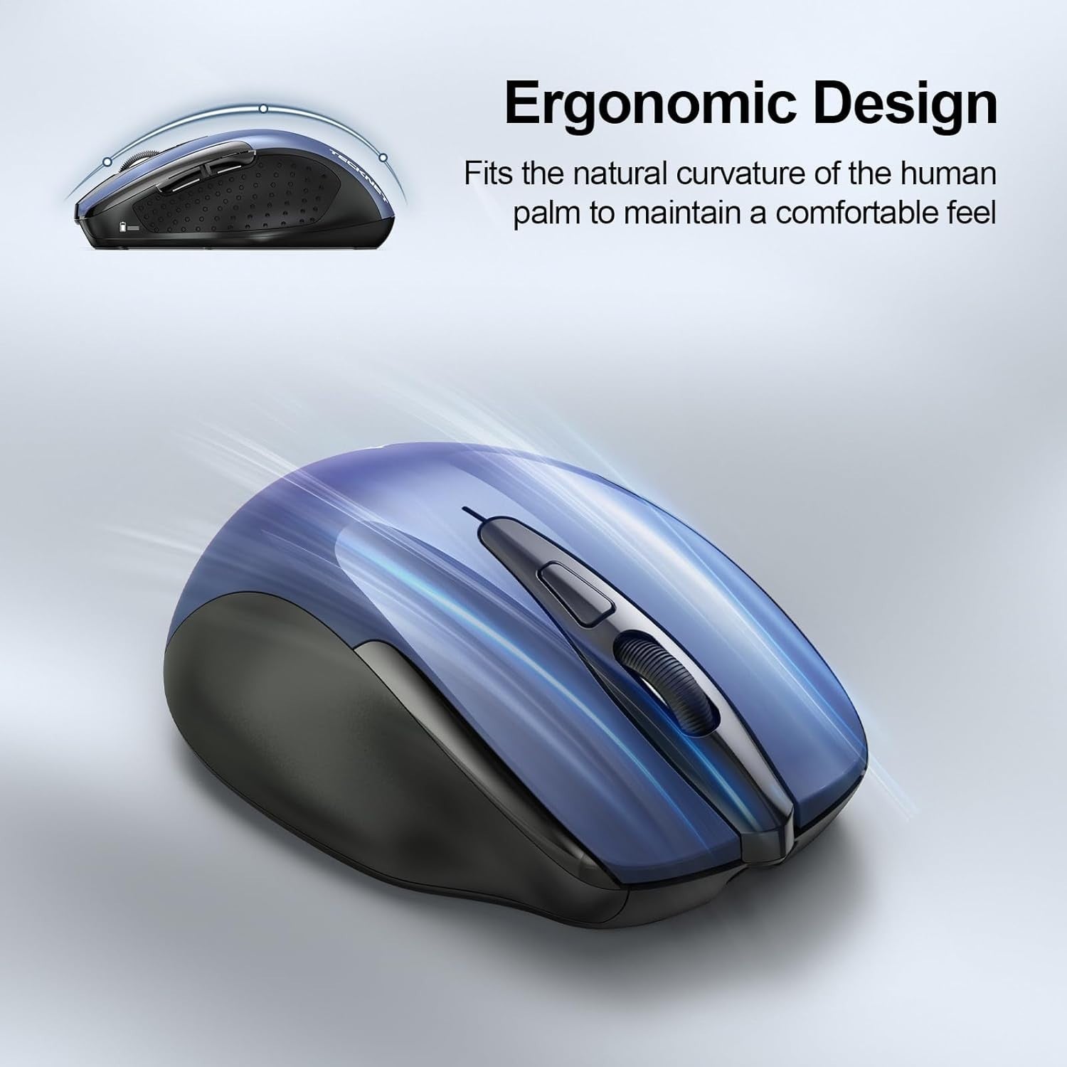 Rechargeable Bluetooth Mouse 4800DPI Silent Tri Mode Ergonomic Multi Device