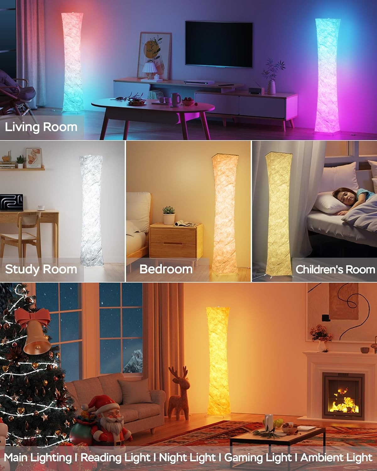 Smart RGB LED Floor Lamp App Remote Music Sync Dimmable Mood Light