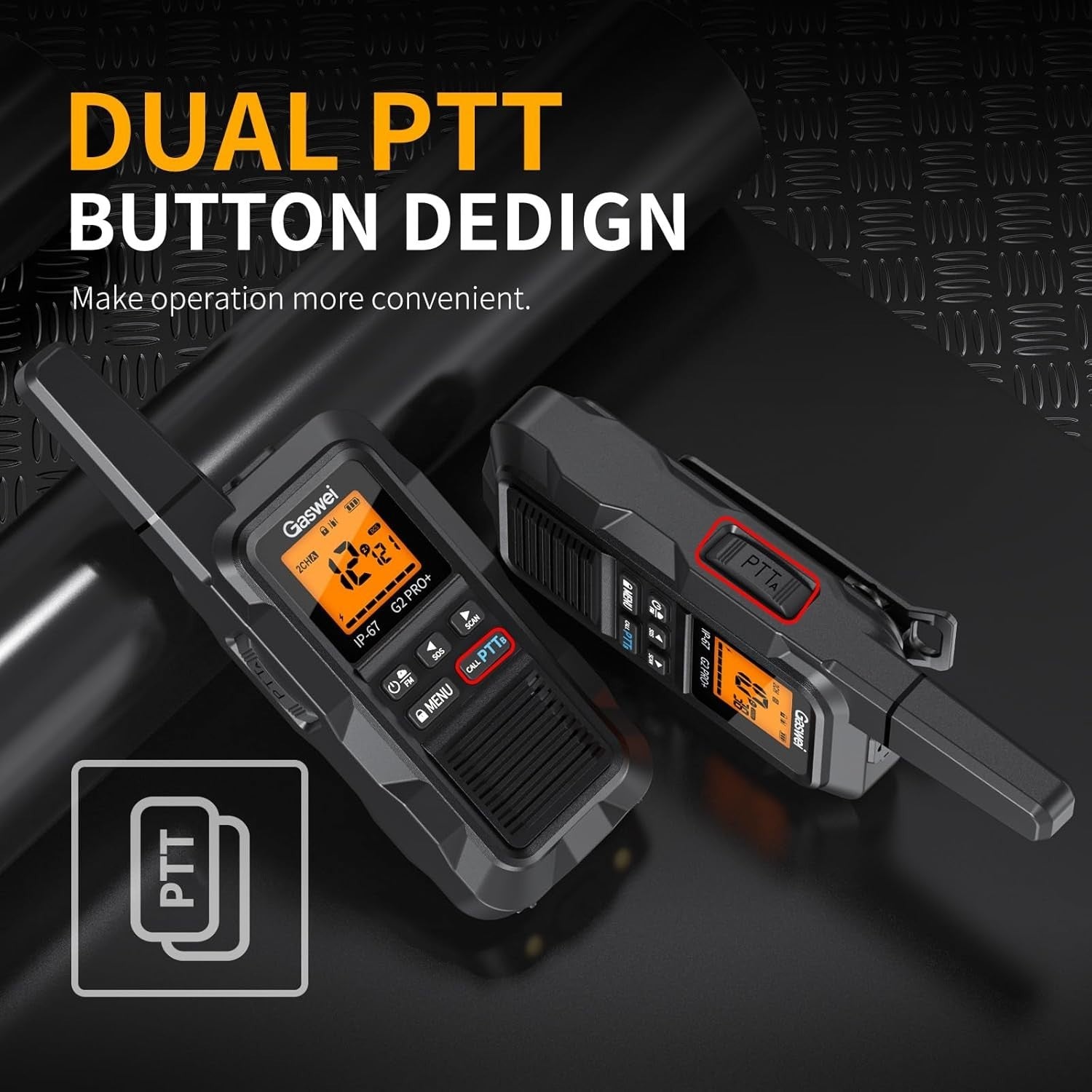 IP67 Waterproof Floating Walkie Talkies 2 Pack Long Range VOX FM SOS