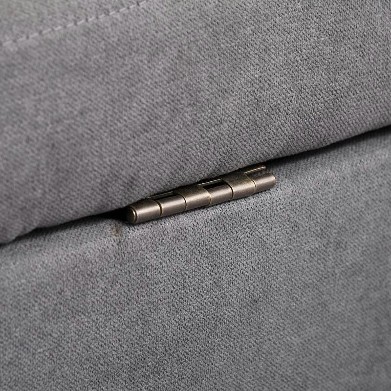 2 Seater Grey Sofa with Storage, Compact Tufted Couch, Wood Legs, 117cm
