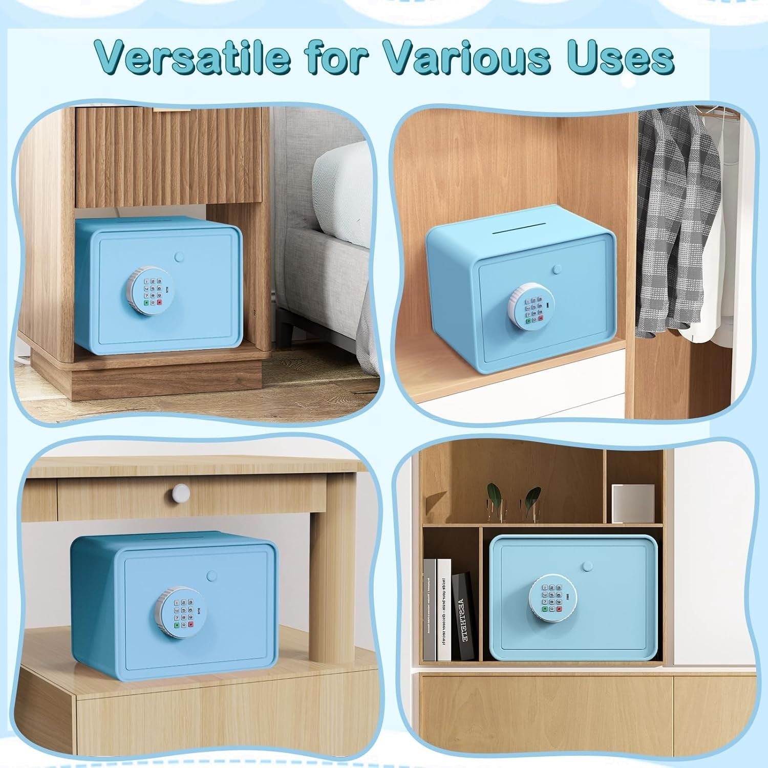 Kids Mini Safe Box Electronic Money Bank Keypad Lock Piggy Bank Blue