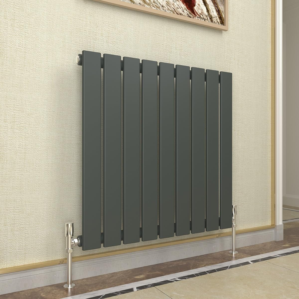 Anthracite Horizontal Radiator 600x612mm Flat Panel Modern Central Heating