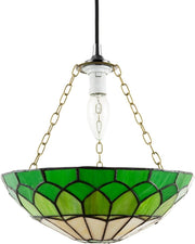 Tiffany Pendant Lamp Shade Amber Green Stained Glass Dome 30cm