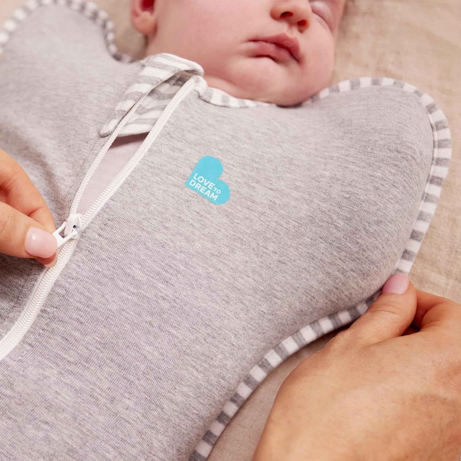 Baby Swaddle Sleep Sack 2.5 TOG Medium 6-8.5kg Arms-Up Cozy Fit Blue