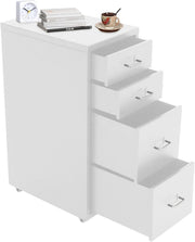 Slim Metal Rolling File Cabinet 4 Drawer Mobile Office Storage Unit