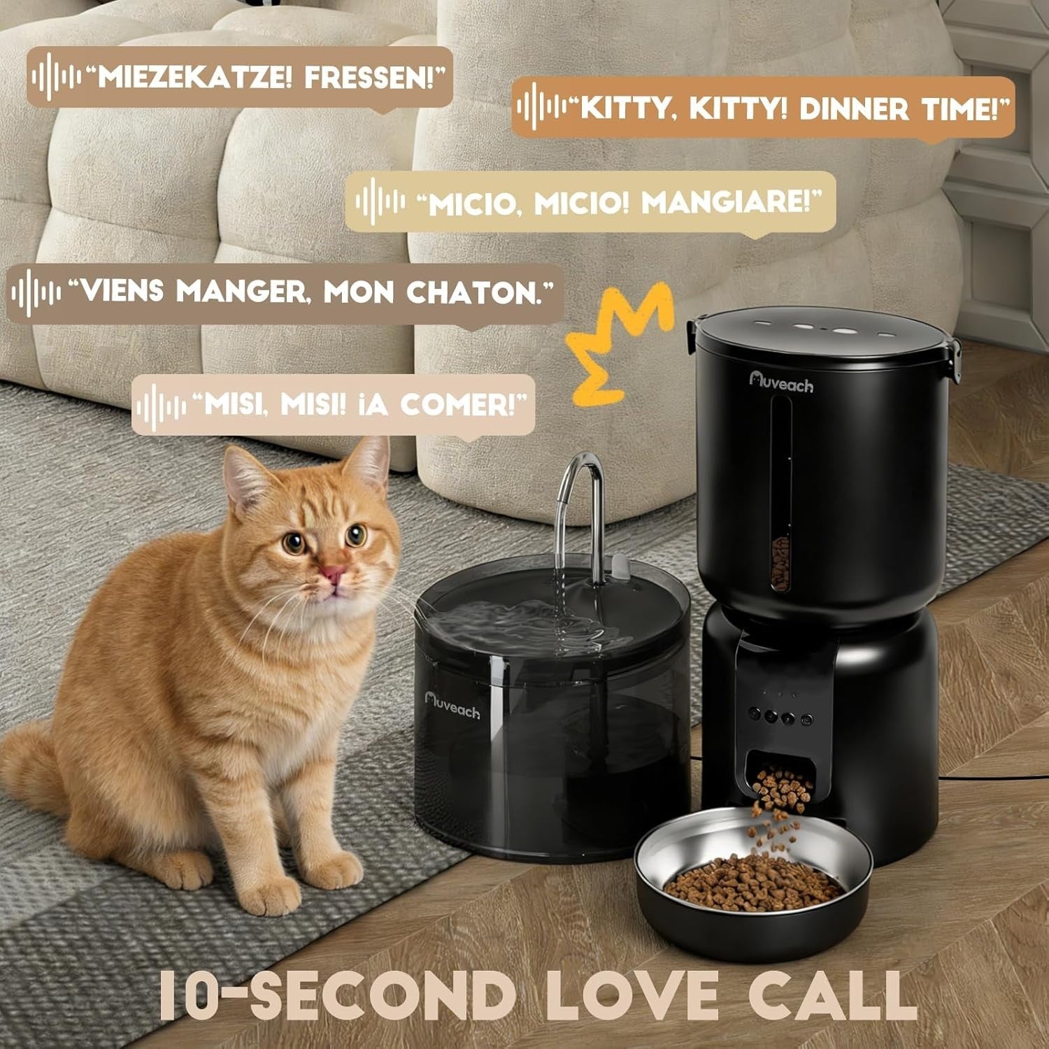 Smart Cat Feeder & Water Fountain WiFi App Control 4L Auto Feeding
