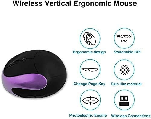 Rechargeable Vertical Ergonomic Mouse Wireless 1600 DPI Comfort