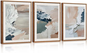 3 Panel Pastel Abstract Canvas Wall Art 30x40cm Framed Set