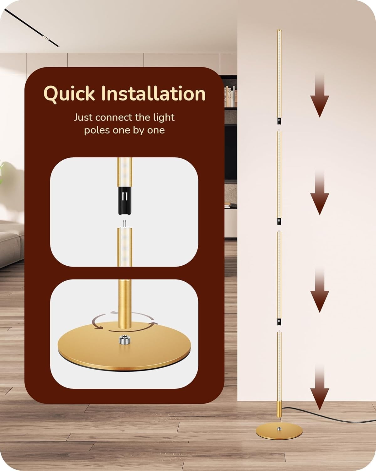Dimmable LED Floor Lamp 2 Pack, Tall 146cm Standing Light with Foot Switch