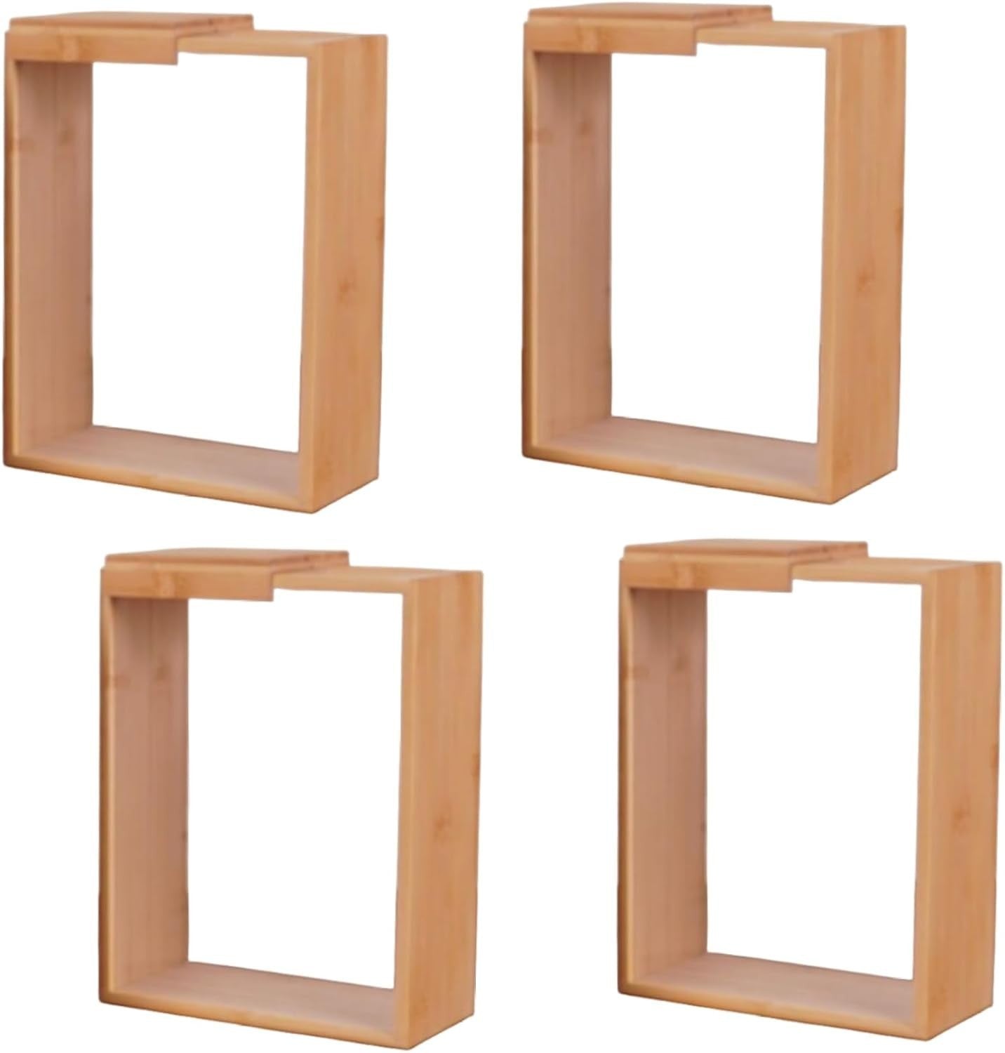 4PCS Bamboo Cereal Storage Containers 9x7x3in Stackable
