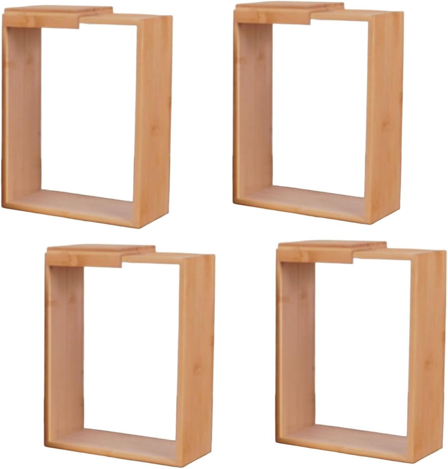 4PCS Bamboo Cereal Storage Containers 9x7x3in Stackable