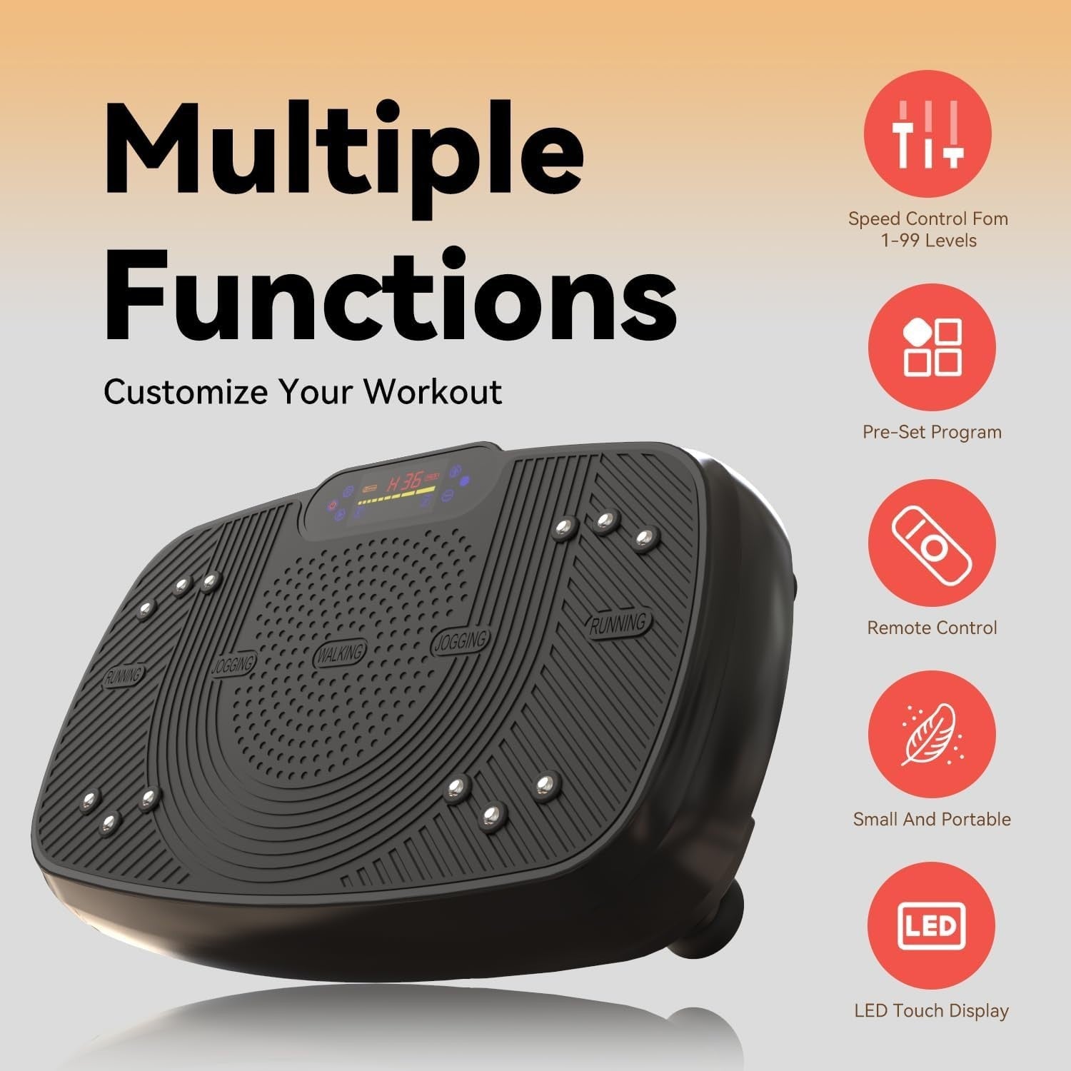 Dual Motor Vibration Plate Exercise Machine 199 Speeds Bluetooth Trainer