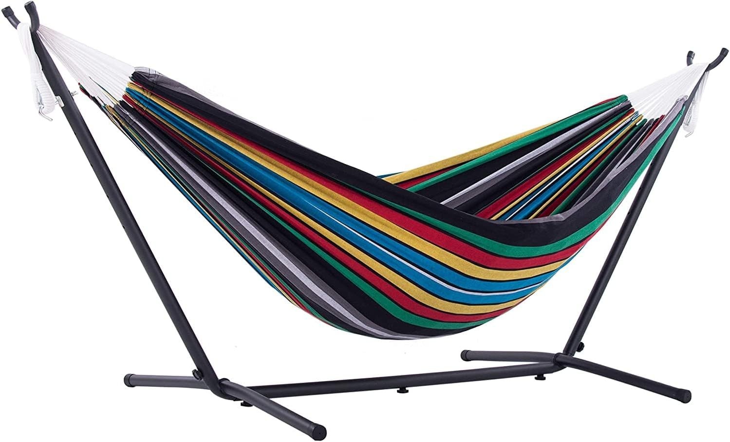Double Cotton Hammock with Stand – 280cm Frame, 2 Person Outdoor Garden Bed