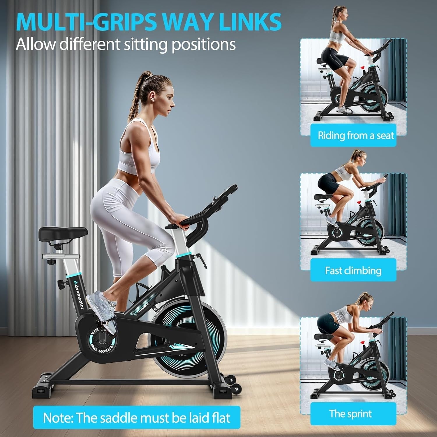 Smart Bluetooth Indoor Spin Bike w/ LCD Display, App Sync, 16kg Flywheel 350lb