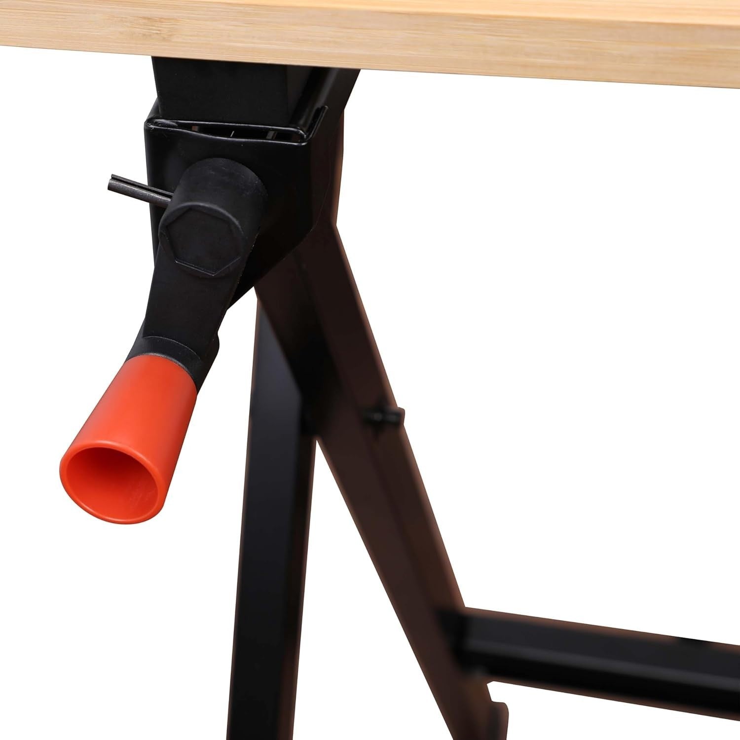 Foldable Portable Workbench with Clamp System Steel Frame Bamboo Top WM301